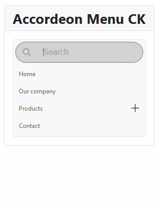 search in accordion menu