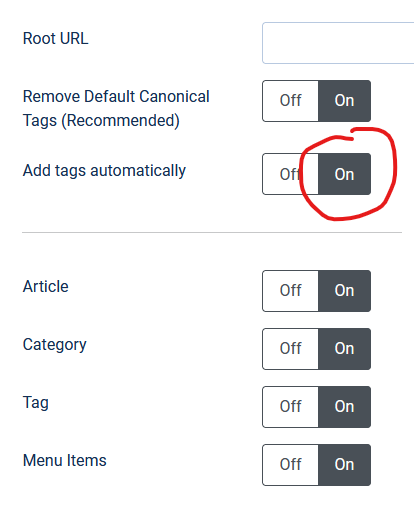 option automatique pour l'url canonique dans joomla