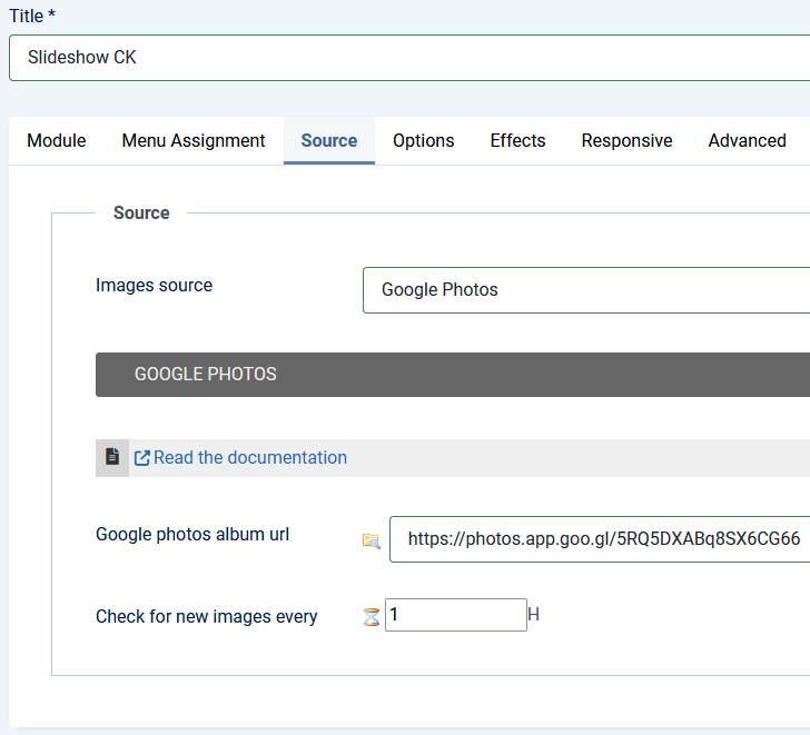 Configuration du module diaporama