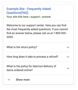 google faq markup