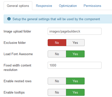 pagebuliderck options overview